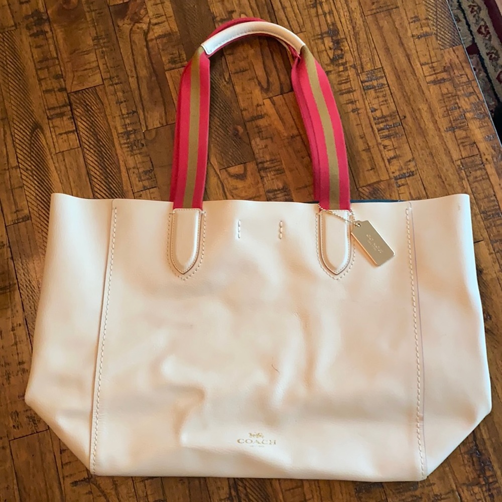 Large cream colored Coach tote